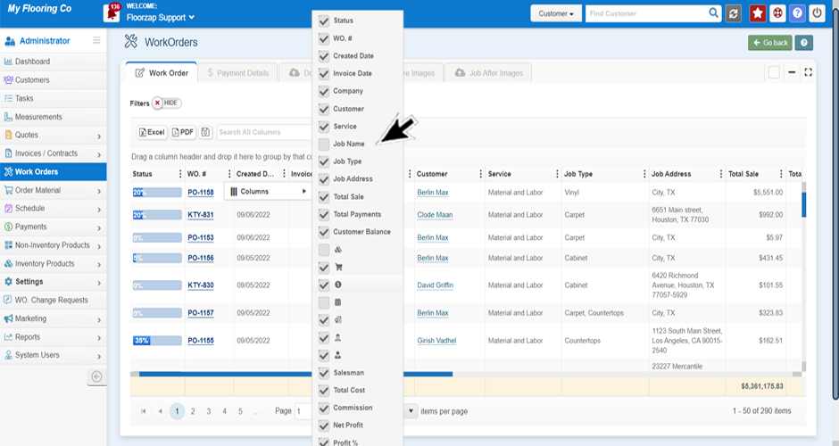 how-do-i-remove-unnecessary-columns-from-the-workorders-screen